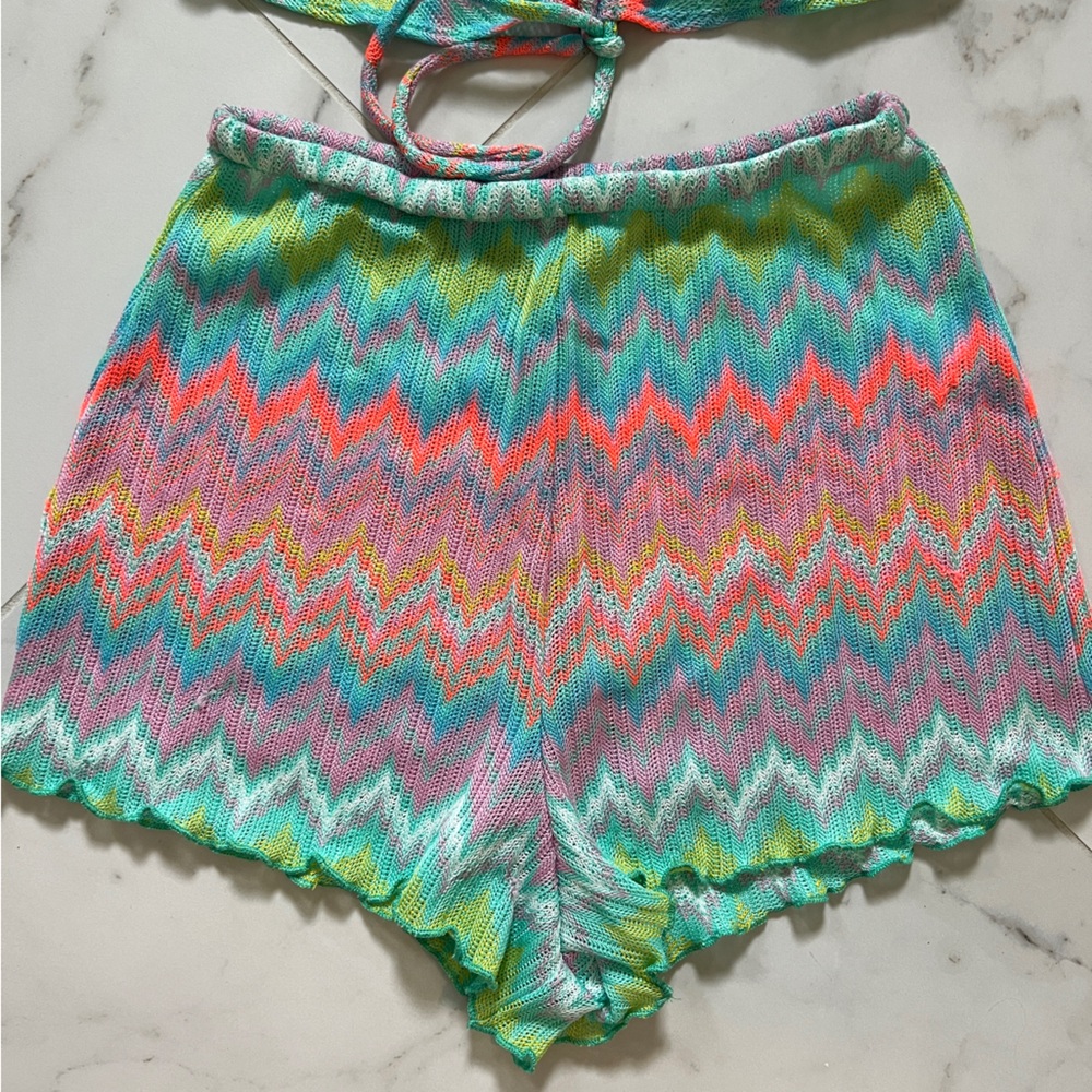 Revolve Lovers + Friends Multicolor Zigzag Top and shorts set XS rainbow - Picture 5 of 5